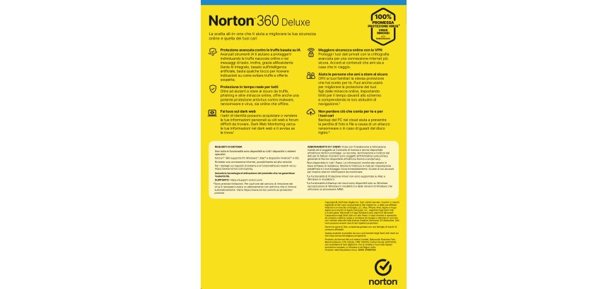 Norton 360 Deluxe Antivirus security Italian 1 license(s) 1 year(s)
