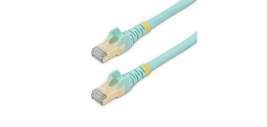 StarTech.com Câble Ethernet CAT6a 50cm - Cordon RJ45 Blindé STP Anti-Accrochage 10GbE LAN - Câble Réseau Internet 100W PoE - Turquoise - Snagless - Testé Individuellement - UL/TIA