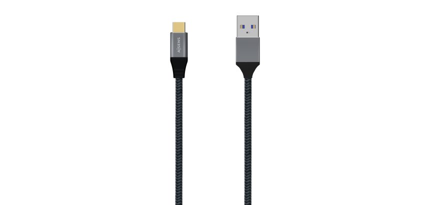 AISENS Cable USB 3.1 Gen2 Aluminio 10Gbps 3A, Tipo USB-C/M-A/M, Gris, 1.0M