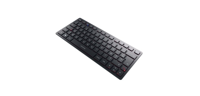 Clavier Cherry compact multi-appareils rechargeable avec connexion sans fil 2,4 GHz, Bluetooth 5.0 et filaire