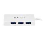 StarTech.com Hub portatile mini USB 3.0 SuperSpeed a 4 porte - Perno e concentratore per Ultrabook USB 3.0 con cavo integrato - Bianco