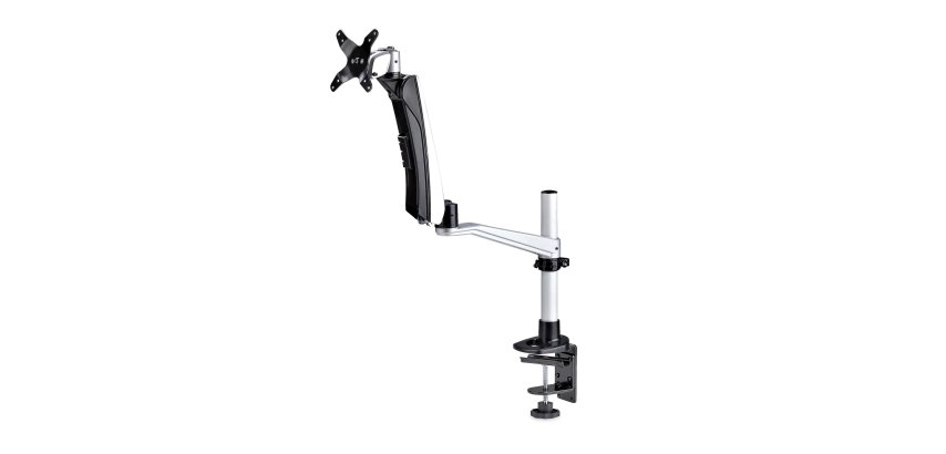 StarTech.com Support de Bureau pour Écran 27" 16:9 ou 30" 21:9 Ultrawide, VESA 75x75/100x100, Bras Articulé Réglable sans Outils, Pince en C/Passe-Fil, Bras pour Moniteur Assisté par Ressort