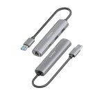 AISENS USB3.0 Dock USB-A A Ethernet Gigabit + Hub 1xUSB-C+2xUSB-A, Gris, 15cm