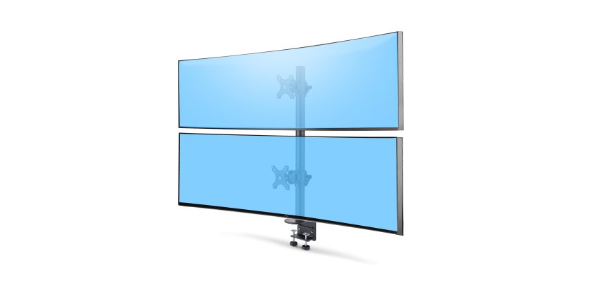 StarTech.com Support de Bureau pour 2 Moniteurs Empilés Verticalement, Double 49", Poids total 32kg, Pince en C, Support pour 2 Écrans, Système VESA à Dégagement Rapide, Écran Large 16:9/Ultrawide 32:9, TAA