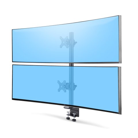 StarTech.com Soporte de Sobremesa para Dos Monitores Apilados Verticalmente de 49" 16:9 o 32:9 - Capacidad de Carga de 32kg - de Mordaza en C - Soporte VESA para 2 Monitores - TAA