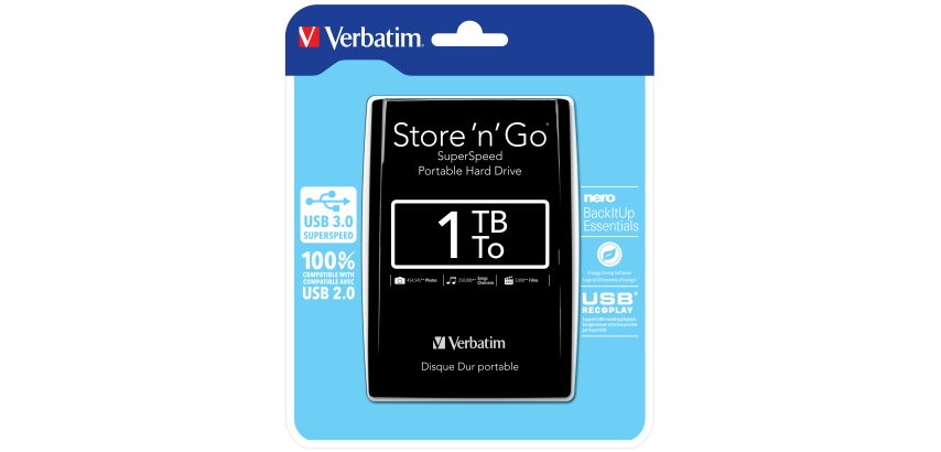 Verbatim Disque dur portable USB Store 'n' Go 3.0, 1 To, noir