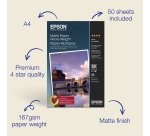 Epson A4 Matte Paper 167gsm, 50 sheets