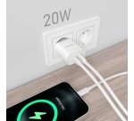AISENS Cargador 20W, 1xUSB-C PD3.0, 1xUSB-A QC3.0, Blanco
