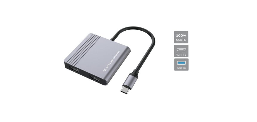 Conceptronic DONN13G laptop dock/port replicator Wired USB 3.2 Gen 1 (3.1 Gen 1) Type-C Grey