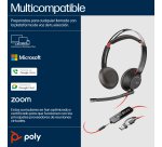 HP Poly Auriculares Poly Blackwire 5220 estéreo USB-C + conector de 3,5 mm + adaptador USB-C/A (paquete)
