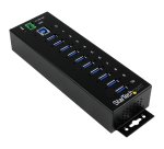 StarTech.com 10-Port USB 3.0 Hub - 5Gbps - Metal Industrial USB-A Hub with ESD & Surge Protection - Din Rail, Wall or Desk Mountable - TAA Compliant USB Expander Hub