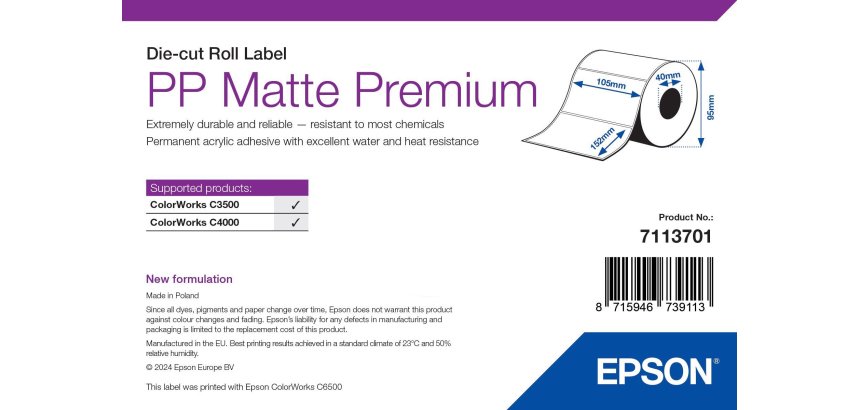 Epson 7113701  Etiqueta para impresora autoadhesiva Blanco 105 x 152 mm