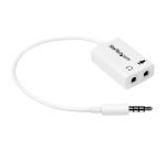 StarTech.com Adaptateur pour casque avec prises pour écouteur et microphone séparées - Mini-Jack 3,5mm 1x (M) 2x (F) - Blanc
