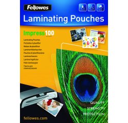 Pouches Impress100 - A4 - 216x303 mm - 2x100 micron - Fellowes - scatola 100 pezzi