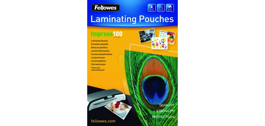 Pouches Impress100 - A4 - 216x303 mm - 2x100 micron - Fellowes - scatola 100 pezzi