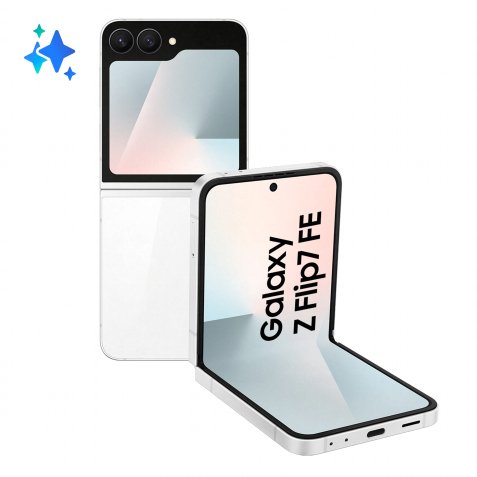 Samsung Galaxy Z Flip7 FE Smartphone AI, RAM 8GB, 256GB, Display 3,4" Super AMOLED/6,7" Dynamic AMOLED 2X, Fotocamera 50MP, White