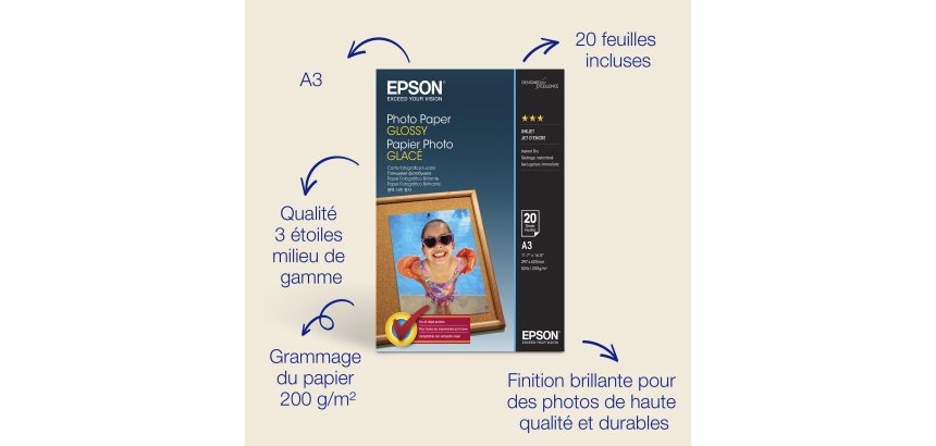 Epson - photo paper - glossy - 20 sheet(s) - A3 - 200 g/m²