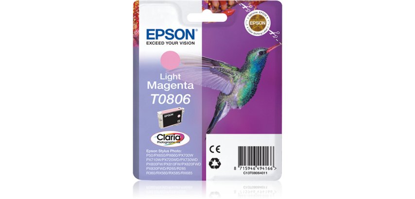 Epson Hummingbird Singlepack Light Magenta T0806 Claria Photographic Ink
