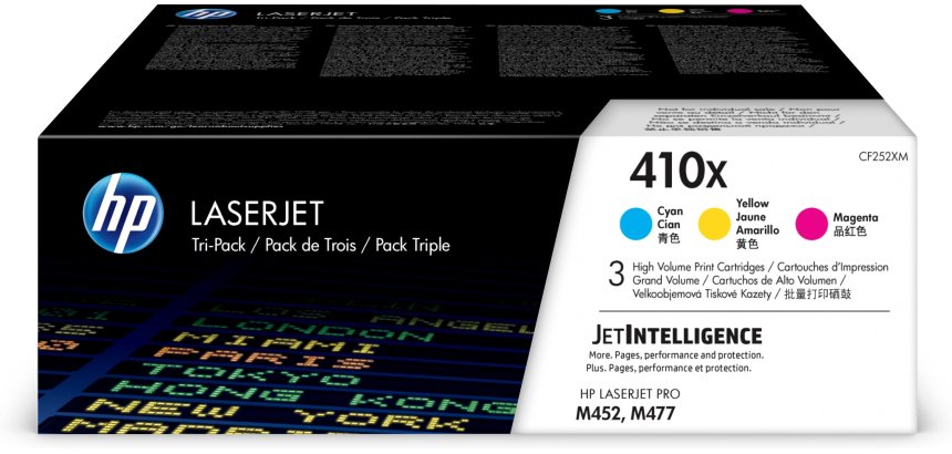 HP 410X 3-pack High Yield Cyan/Magenta/Yellow Original LaserJet Toner Cartridges