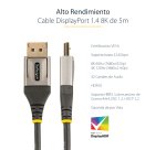 Cable de 5m DisplayPort 1.4 Certificado VESA - 8K de 60Hz HDR10 - Vídeo Ultra HD 4K de 120Hz - Cable DP 1.4 - para Monitores o Pantallas - Cable DisplayPort a DisplayPort - M/M