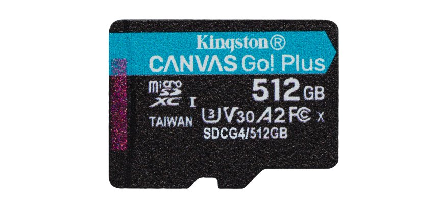 Kingston Technology 512GB microSDXC Canvas Go Plus Gen4 200R A2 U3 Single Pack w/o ADP