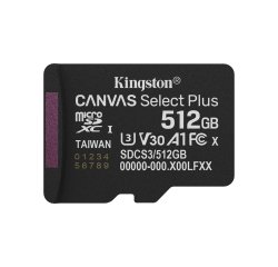 Kingston Technology 512GB micSDXC Canvas Select Plus Gen3 150R A1 Single Pack w/o ADP