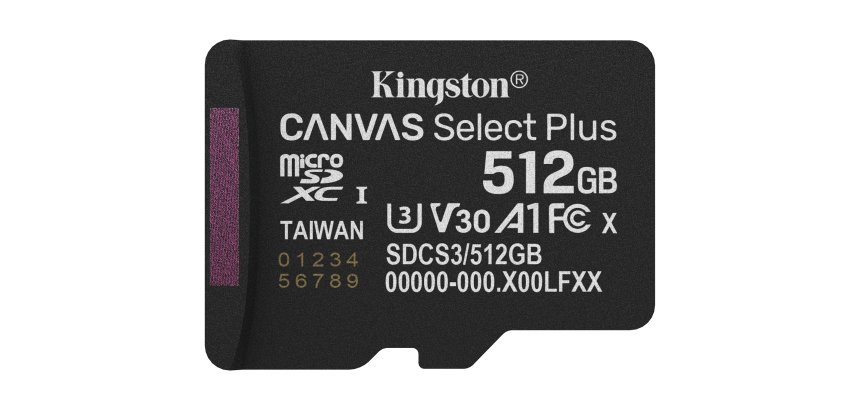 Kingston Technology 512GB micSDXC Canvas Select Plus Gen3 150R A1 Single Pack w/o ADP