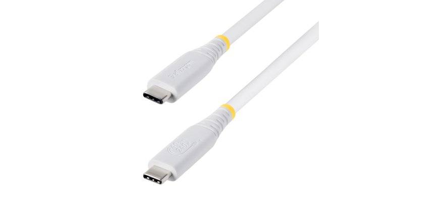 StarTech.com 50 cm USB4-Kabel, 40 Gbps, von USB-IF zertifiziertes USB-C-Kabel, 240 W PD, 8K 60Hz/4K 240Hz DP2.1 DP40, TPE-Ummantelung, Thunderbolt 4-kompatibel - Weißes USB-C-Kabel.