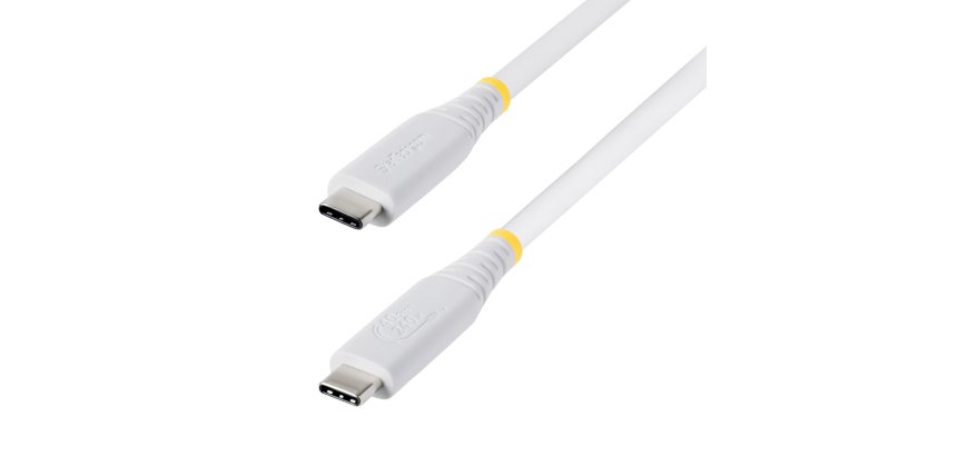 StarTech.com Câble USB4 de 50cm, 40 Gbps, Câble USB-C Certifié USB-IF, 240 W PD, 8K 60Hz/4K 240Hz DP2.1 DP40, Gaine TPE, Compatible Thunderbolt 4 - Cordon USB-C Blanc