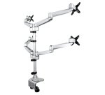 StarTech.com Desk Mount Quad Monitor Arm – Premium Articulating VESA 4 Monitor Mount 2x2 up to 30" (24.8lb/11.3kg) – Ergonomic Height Adjustable Pole Mount - Tilt/Swivel/Rotate - C-Clamp/Grommet - Silver - TAA
