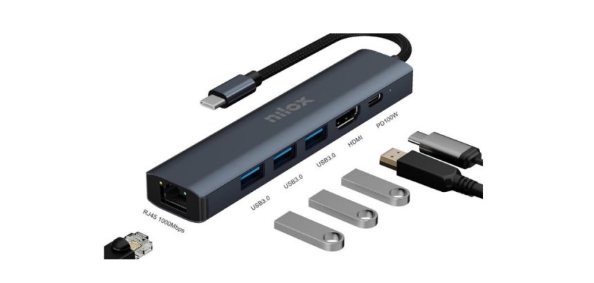 Nilox NXDSUSBC06 estación dock para móvil Gris