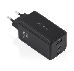 AISENS Cargador GaN 100W, 2x USB-C PD3.0 QC4.0 QC5.0, 1x USB-A QC3.0, Negro