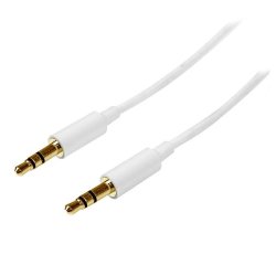 StarTech.com 1 m witte Slim 3,5 mm stereo/audiokabel - M/M