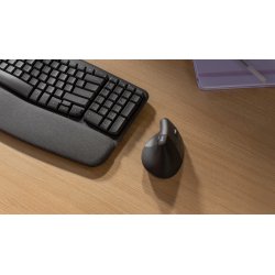 Logitech Lift Vertical Ergonomic Mouse - vertikale Maus - Bluetooth, 2.4 GHz - Graphite