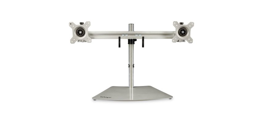 StarTech.com Support Double Écran - Support de Bureau Ergonomique pour Deux Écrans 24"(8kg) VESA - Réglable en Hauteur de Façon Synchronisée - Support Double Écran - Argent