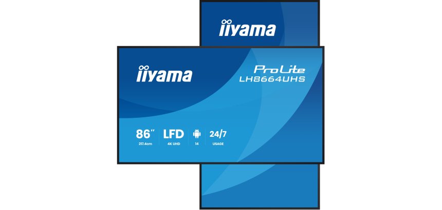 iiyama LH8664UHS-B3AG Écran d'affichage dynamique Écran plat de signalisation numérique 2,17 m (85.6") Wifi 500 cd/m² 4K Ultra HD Noir Intégré dans le processeur Android 24/7