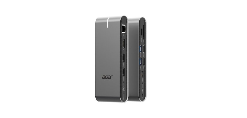 Acer HP.DSCAB.022 base para portátil y replicador de puertos Alámbrico USB 3.2 Gen 1 (3.1 Gen 1) Type-C Plata