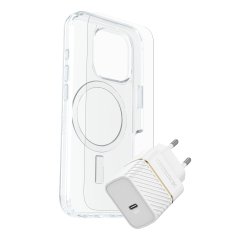 OtterBox Symmetry Series Clear for MagSafe + Premium Glass + Fast Charge Wall Charger USB-C 30W Type C pour Apple iPhone 16 Pro