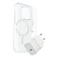 OtterBox Symmetry Series Clear for MagSafe + Premium Glass + Fast Charge Wall Charger USB-C 30W Type C para Apple iPhone 16 Pro