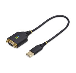 StarTech.com Cavo Adattatore USB a Seriale Null Modem da 30cm, Convertitore da USB-A a DB9 RS232 COM Retention con Dadi/Viti Intercambiabili, FTDI, Win/macOS/Linux