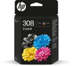 HP 308 Pack von 2 authentischen Tintenpatronen Schwarz Cyan Magenta Gelb, für Tintenstrahldrucker