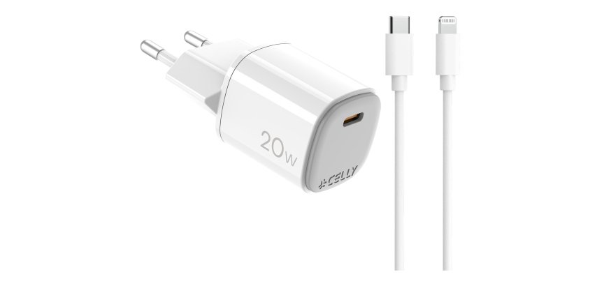 Celly UPTC1USBC20WCTL cargador de dispositivo móvil Cámara digital, Micrófono, Smartphone, Reloj inteligente, Tableta, Teléfono Blanco USB Interior