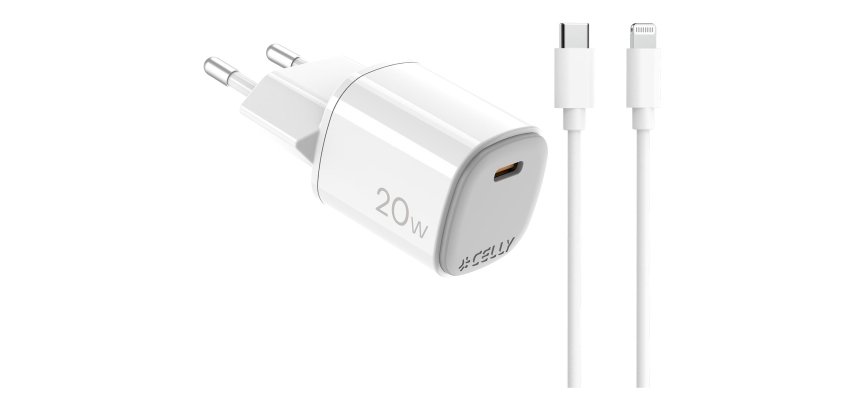 Celly UPTC1USBC20WCTL cargador de dispositivo móvil Cámara digital, Micrófono, Smartphone, Reloj inteligente, Tableta, Teléfono Blanco USB Interior