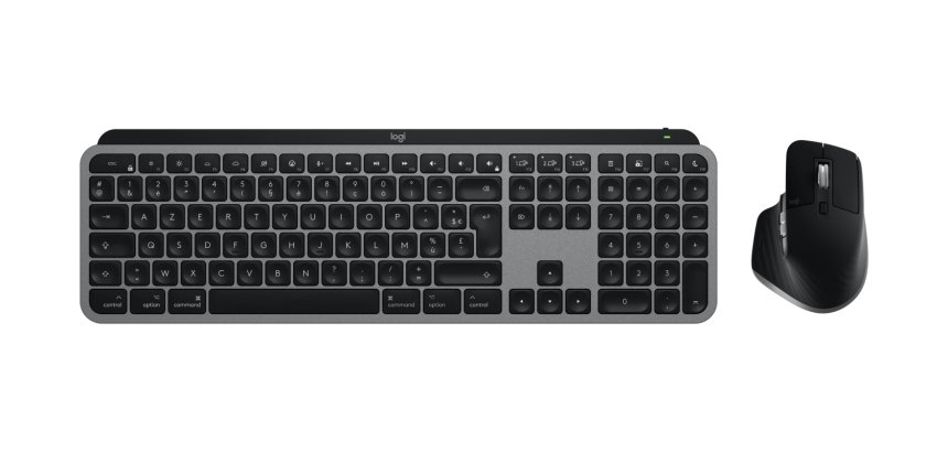 Logitech Master MX Keys S Combo for Mac clavier Souris incluse maison/bureau RF sans fil + Bluetooth AZERTY Français Aluminium, Noir
