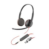 Poly Micro-casque stéréo USB-C Blackwire 3225 + prise 3,5 mm + adaptateur USB-C/A (lot)