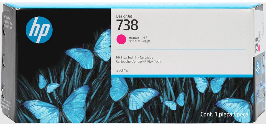 HP Cartouche d’encre DesignJet 738, magenta, 300 ml