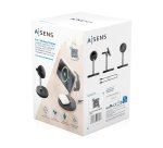 AISENS Cargador Inalambrico USB-C 4 en 1 De 15W Para Movil, Apple Watch, Auriculares Con Estuche De Carga, Negro