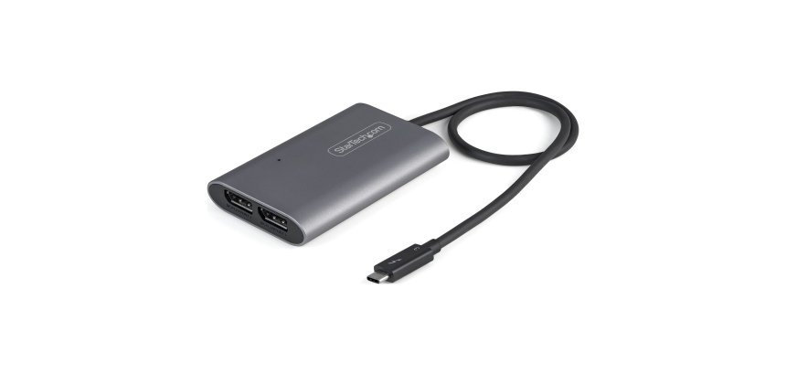 StarTech.com Thunderbolt naar Dual DisplayPort Adapter DP 1.4, Dual 4K 60Hz of Single 8K/5K Thunderbolt naar DP Converter, 2x DisplayPort Monitor Video Display Adapter - Mac & Windows