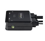 StarTech.com Switch KVM à Câble Hybride USB-C DisplayPort à 2 Ports, 4K 60Hz - Commutateur KVM avec Câbles hôtes intégrés USB-C/DisplayPort/Audio de 1,2m - Switch KVM USB-C Alimenté par Bus, Commutation à distance