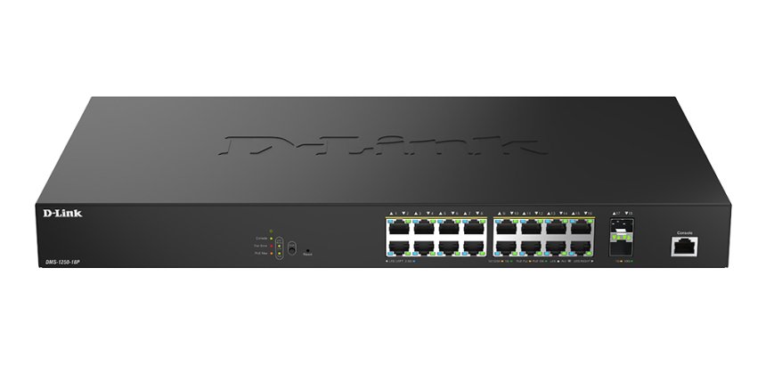 D-Link DMS-1250-18P/E commutateur réseau Géré L2 2.5G Ethernet (100/1000/2500) Connexion Ethernet, supportant l'alimentation via ce port (PoE) Noir